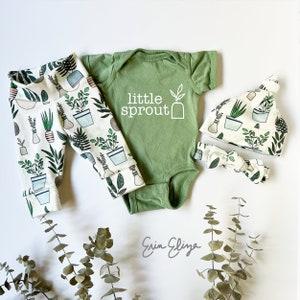 Little sprout baby outfit, Baby gift for plant lovers, Plant baby shower, Home Grown baby, Made in the USA baby clothes