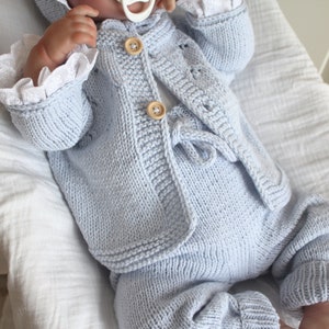 Hand Knit Baby Cardigan Set, Knit Baby Pants, Organic Baby Cardigan, Knitted Baby Clothes, Hand Knitted Baby Bonnet, Knitted Baby Outfit