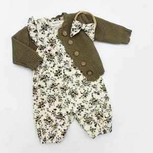 Baby Girl Cotton Floral Jumper Romper with Bow | OPTIONS| Jennifer VINTAGE Floral