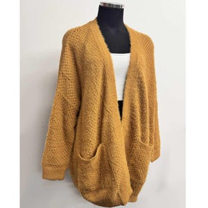 Womens Oversized Slouchy Eyelash Knit Cardigan