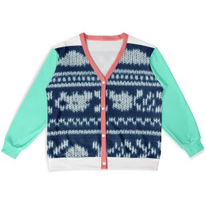 Unique Print Cardigan Woven Mirage AOP Lightweight Stylish Layering Sweater for Women
